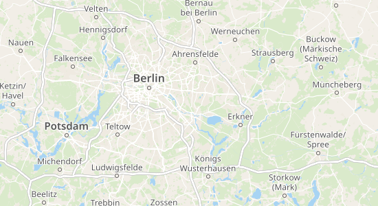 A map showing a wide area around Berlin