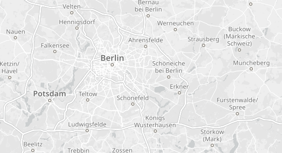 A map showing a wide area around Berlin