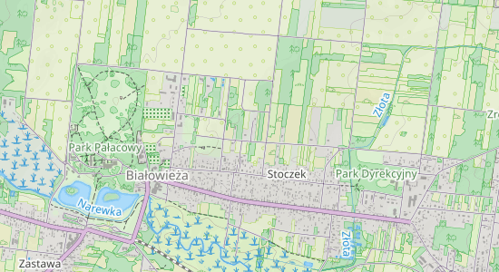 A map showing villages and fields in Poland