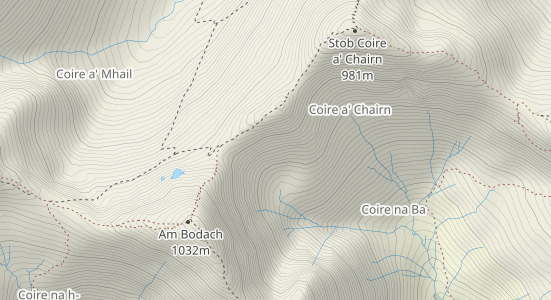 A map showing mountain paths with different grades