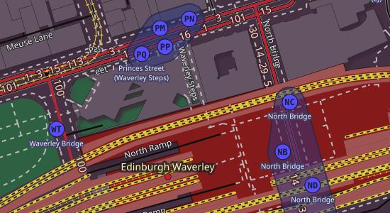 A map showing different modes of transport in Edinburgh