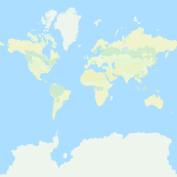An Outdoors map tile at zoom level 0, showing the whole world